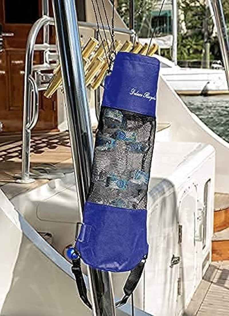 Portable Mesh Trash Bag for Boat - Washable Leakproof Outdoor Garbage Bags for Boat, Kayak or Camper – Lightweight & Large Capacity Bin Bag (Blue)