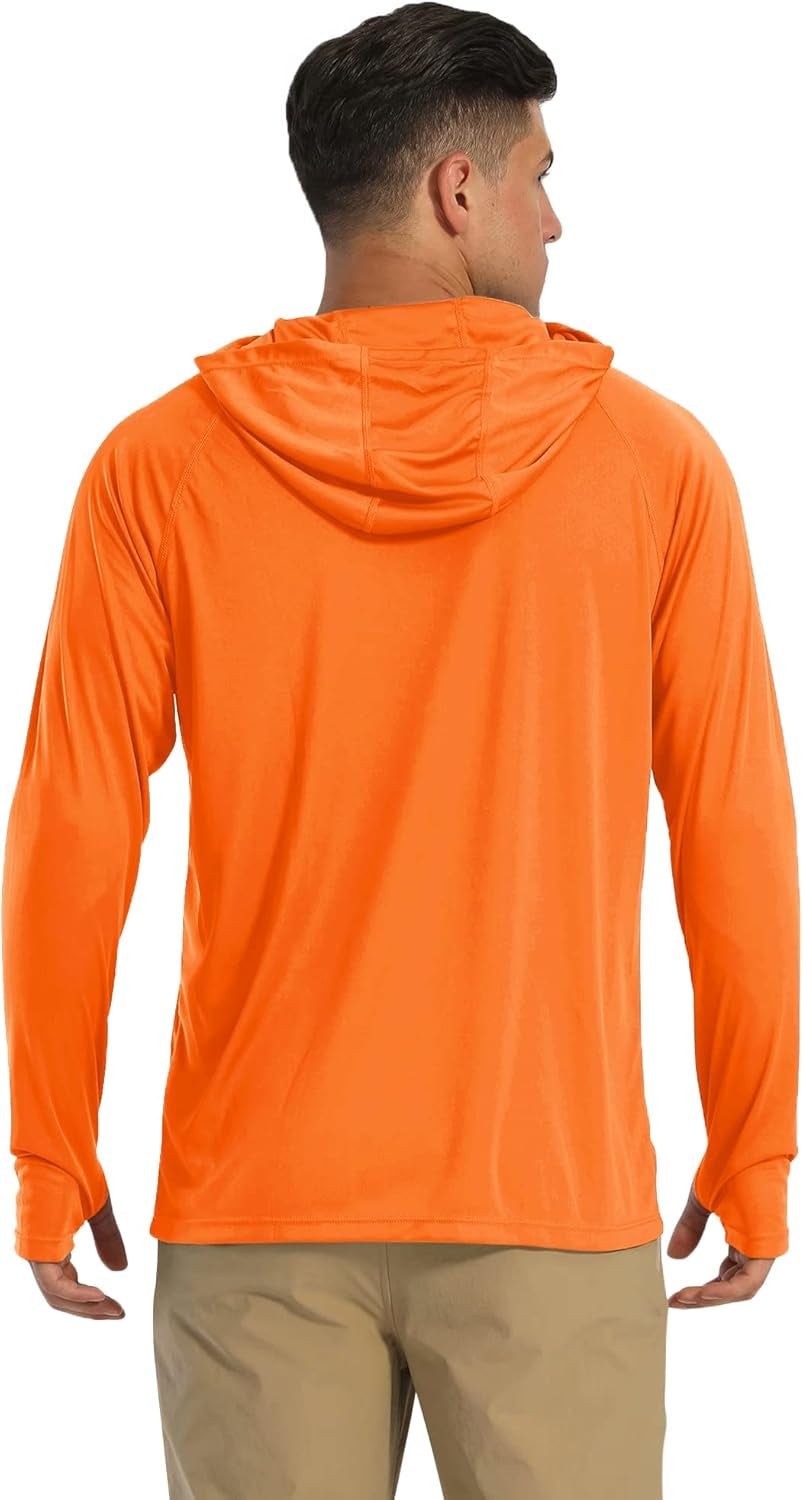 Men'S Hooded UPF 50+ Sun Protection T Shirts Long Sleeve Athletic Fishing Shirts Rash Guards