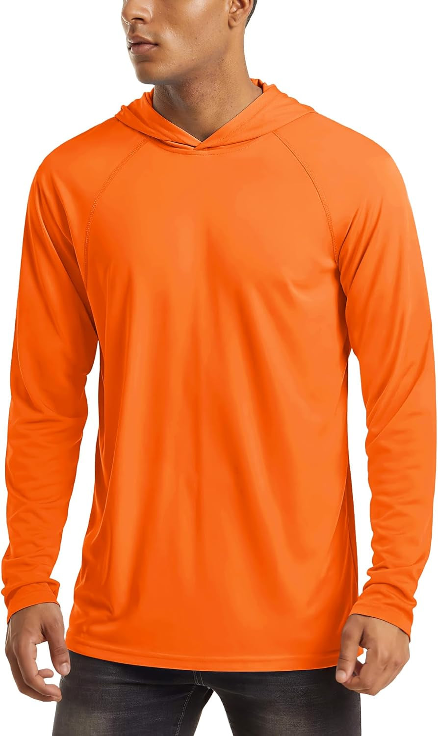 Men'S Hooded UPF 50+ Sun Protection T Shirts Long Sleeve Athletic Fishing Shirts Rash Guards